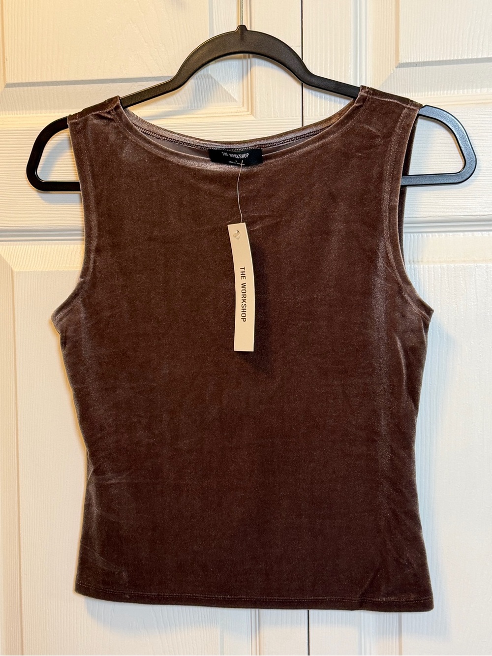 The Workshop Brown Velvet Sleeveless Tank Top Size Large NWT Soft Stretch